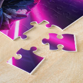 Schöne Geisha Puzzle mit Neon Hintergrund – Elegan (Côté)