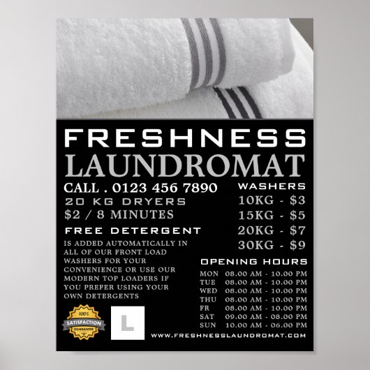 Schone handdoeken, wasserette, schoonmaak Adverter Poster (Voorkant)