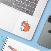 Schone kat sticker (Laptop met iPhone)