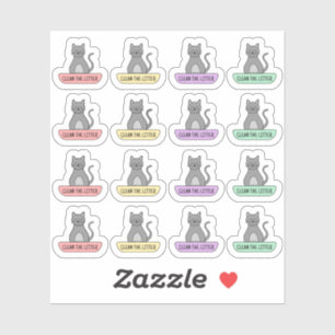 Schone kattenbak Huisdier Herinnering Kattenverzor Sticker