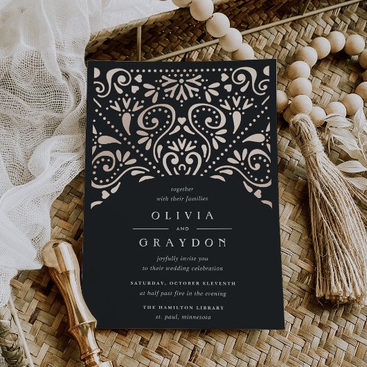 Schone kunsten | Art Deco bruiloft Folie Uitnodiging