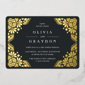 Schone kunsten | Elegante Art Deco bruiloft Folie Uitnodiging (Voorkant)