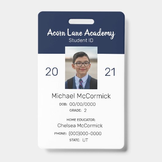 Schone marine Homeschool Student ID Badge (Front)