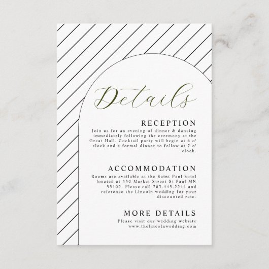 Schone minimale bruiloft - Sluitingskaart Informatiekaartje (Voorkant)