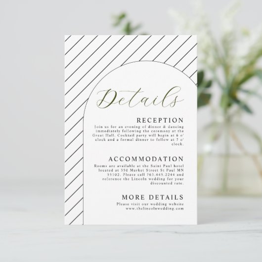 Schone minimale bruiloft - Sluitingskaart Informatiekaartje (Staand voorkant)