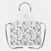 Schone, moderne, botanische groene groene vakantie schort (Voorkant)