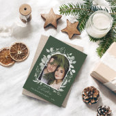 Schone moderne elegant botanische groene grijze fo feestdagenkaart