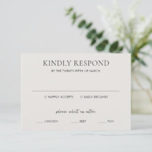 Schone Neutrale Elegante Huwelijk RSVP Kaartje