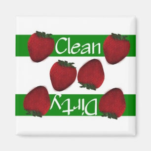 Schone of vuile aardbeien Dishwasmachine Magnet Magneet