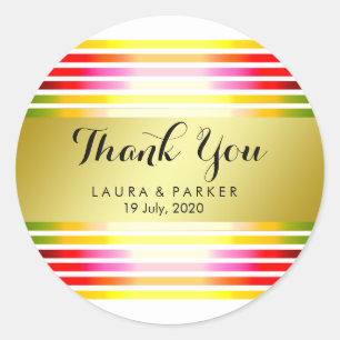 Schone Rainbow Yoga Circulaire Goud Dank u Bruilof Ronde Sticker
