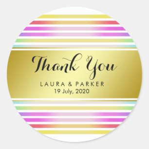 Schone regenboog yoga goud dank u bruiloft ronde sticker