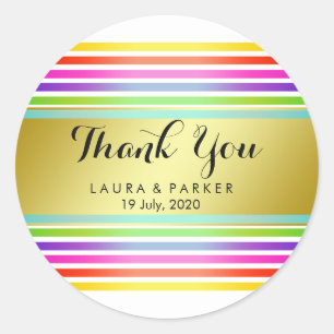 Schone regenboog yoga goud dank u bruiloft ronde sticker