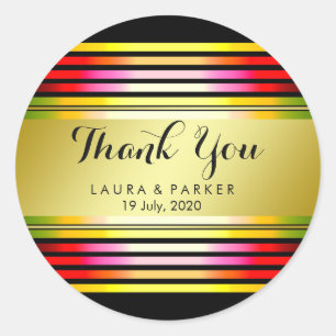 Schone regenboog yoga zwart goud dank u bruiloft ronde sticker