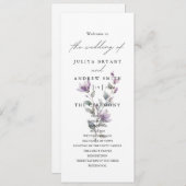 Schone stijlvolle bloemen bruiloft programma kaart (Voorkant / Achterkant)