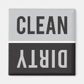 Schone vuile grijze wasmachine en zwarte wasmachin magneet (Voorkant)