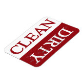 Schone, vuile maroon vaatwasmachine magneet (Linkerzijde)