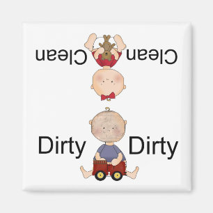 Schone vuile vaatwasser magneet