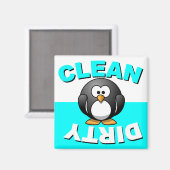 Schone Vuile Vaatwasser magneet met pinguïn (Voorkant / Achterkant)