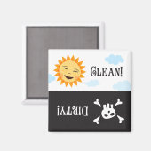 Schone vuile vaatwasser magneet met zon en schedel (Voorkant / Achterkant)