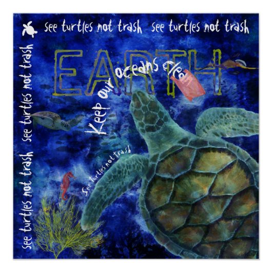 Schone Zee Turtle Art Perfect Poster (Voorkant)