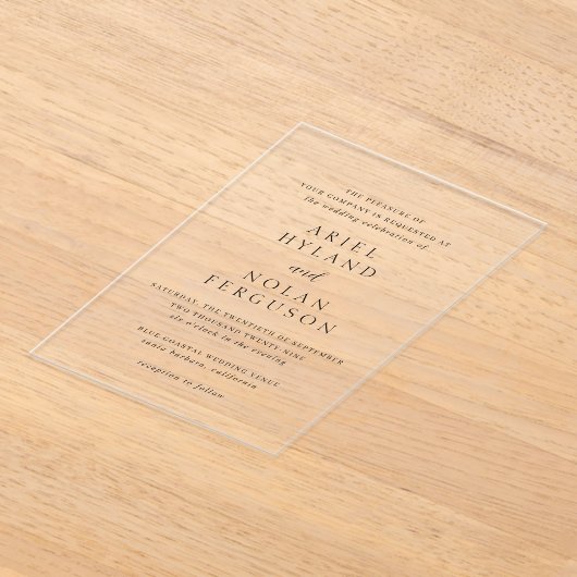 Schone zwart-wit moderne bruiloft acryl uitnodigingen (Laagn)