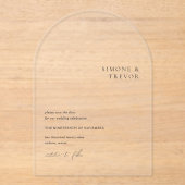 Schone zwart-wit moderne bruiloft acryl uitnodigingen (Voorkant)