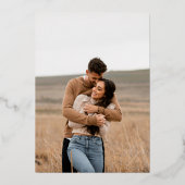 Schone zwart-wit moderne bruiloft folie uitnodiging (Achterkant)