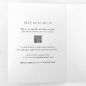 Schone zwart-wit QR Code Moderne bruiloft Drieluik Uitnodiging (Binnenzijde eerst)
