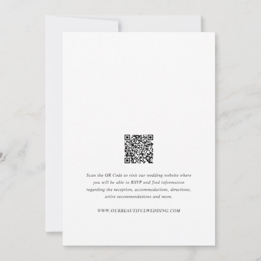 Schone zwart-wit QR Code Moderne bruiloft Kaart (Achterkant)