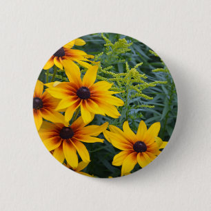 Schone, zwarte, geoogste schorsentuin ronde button 5,7 cm