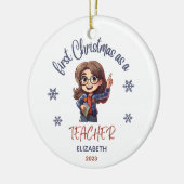 School 1e Kerstmis Leraar Schattigee Gift Naam Keramisch Ornament (Links)