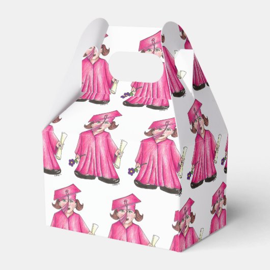 School Afstuderen Roze Pet Gown Diploma Afstuderen Bedankdoosjes (Achterkant)