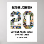 School Afstuderen Speler Nummer 20 Fotocollage Poster (Voorkant)