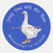 School Bibliotheek Tijd Sticker Witte Gans Leraar (Voorkant)