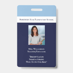 School Blauw Personeel Personeelsfoto Id Docent Badge