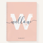 School Blush Roze Script Typografie Monogram Notitieboek (Voorkant)