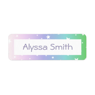School Boek Naam Labels Ombre Regenboog Sterren Sc