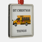 School Bus 1e kerstkerst Metalen Ornament (Rechts)
