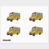 School Bus Cartoon 2017 Ovale Sticker (Vel)