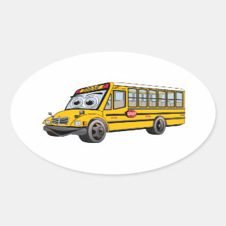 School Bus Cartoon 2017 Ovale Sticker