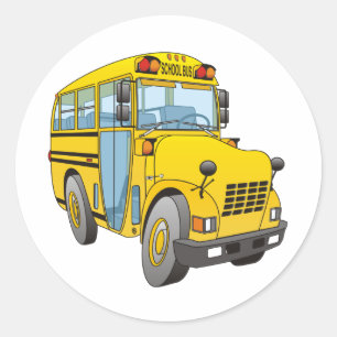 School Bus Cartoon Ronde Sticker