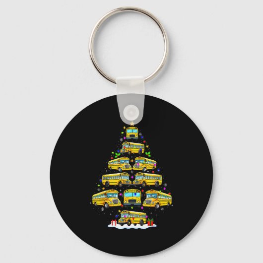 School Bus Christmas Tree Funny Santa Bus Driver P Sleutelhanger (Voorkant)