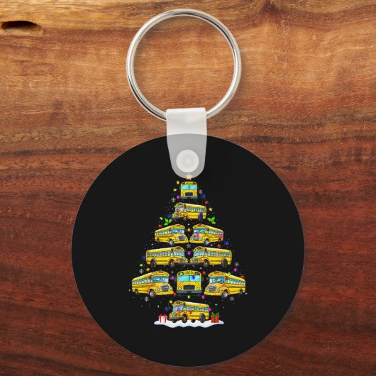 School Bus Christmas Tree Funny Santa Bus Driver P Sleutelhanger (Voorkant)