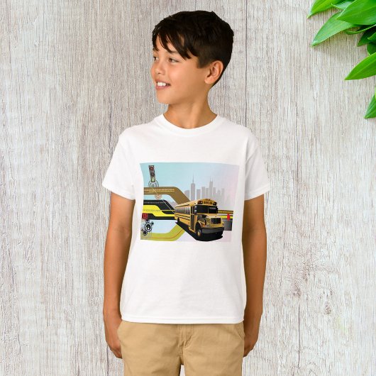School Bus City Scene T-shirt