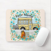 School Bus Dag aangepaste naam Muismat (Met muis)