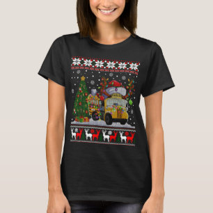 School Bus Driver Reindeer Santa Hat Ugly Christma T-shirt