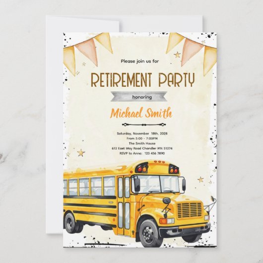 School bus driver retirement invitation (Devant)