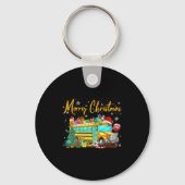 School Bus Driver Santa Hat Merry Christmas Tree M Sleutelhanger (Voorkant)