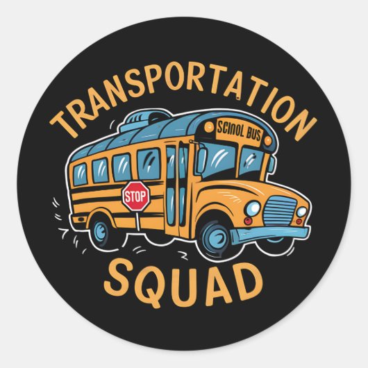 School Bus Driver Transport Squad Ronde Sticker (Voorkant)