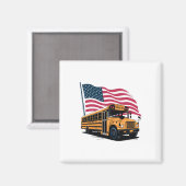School Bus Driver Usa Flag  Magneet (Voorkant / Achterkant)